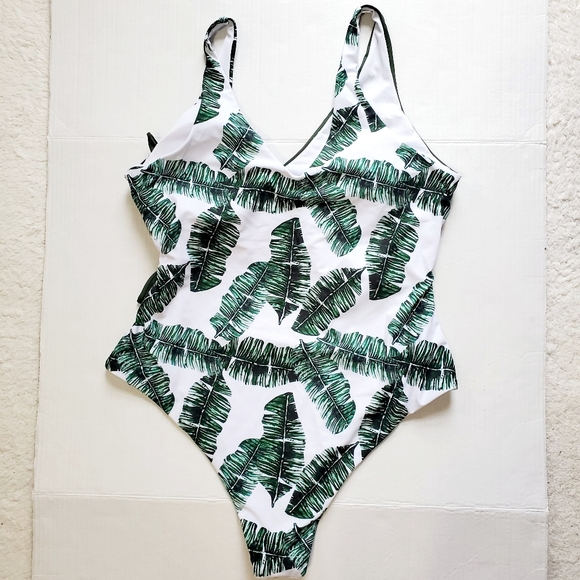 Shein Faux Wrap Deep V Swimsuit 2X NEW - Picture 4 of 9